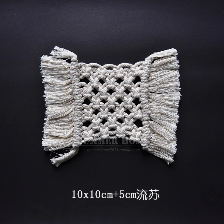 Macreme Insulation Coaster Handmade Cotton Woven Drink Coasters Boho Decor Props Tea Party Decor Placemat for Dining Table