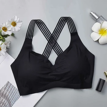 

Women Wireless Fitness Seamless Underwear Beauty Back Push Up Bras Cross Strap Back Women Bra