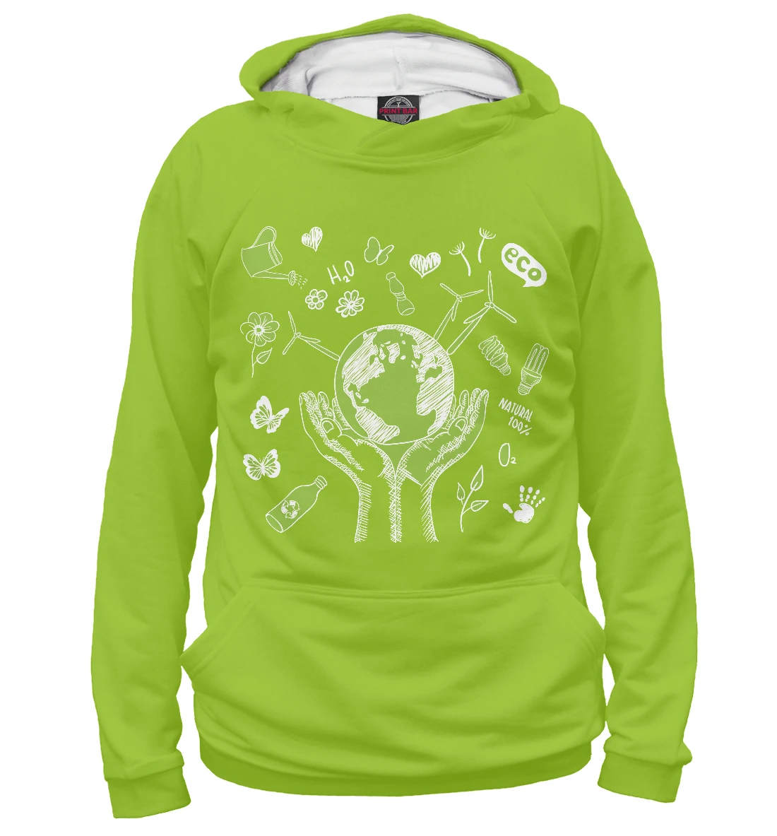 Худи толстовка Зеленая планета (Eco Friendly) | Мужская одежда