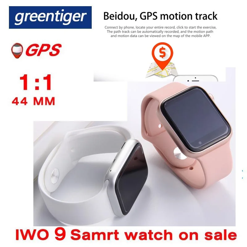 Greentiger gps IWO 9 умные часы для мужчин Bluetooth Вызов пульсометр 44 мм водонепроницаемый ответ на вызов спортивные часы VS IWO 8 B57 W34