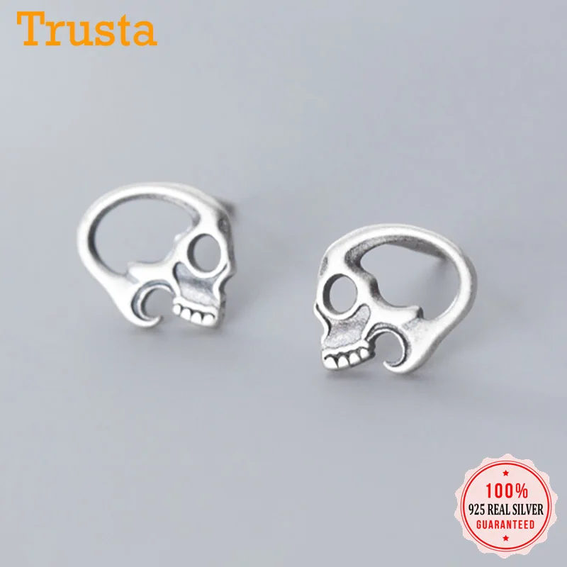 Trustdavis, подлинные, модные, 925 пробы, Thia, серебряные, полые, с черепом, серьги-гвоздики "Скелет", серьги для женщин, хорошее ювелирное изделие, Brincos DS2440