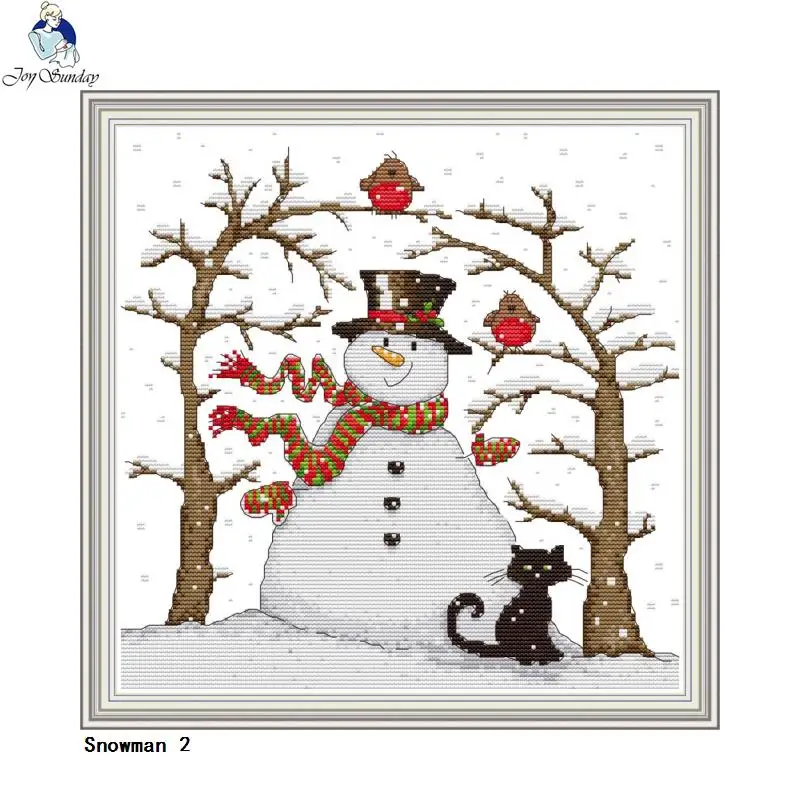 Snowman(2) cartoon pattern cross stitch Aida 14ct 11ct canvas printing chinese needlework embroidery kit DIY crafts | Дом и сад