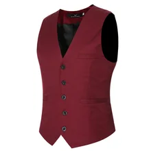 Hot Models Men'S Wear Waistcoat Korean-style Suit Vest Wine Red Waistcoat Men's