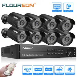 Floureon 1 X 8CH 1080P 1080N AHD DVR + 8 для использования на природе X 3000TVL 1080P 2.0MP комплект камер безопасности штепсельная вилка европейского стандарта