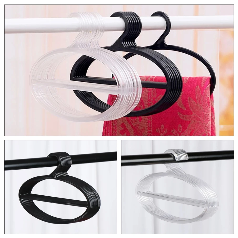 10Pcs Oval Scarf Shawl Tie Holder Circle Shape Coat Hanger Multifunctional Clothes Display Slots Organizer Space Saving