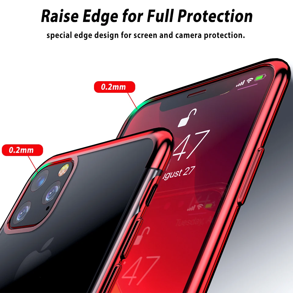 Мягкое покрытие из ТПУ чехол для iPhone 11 Pro Max Чехол защитный цветной прозрачный