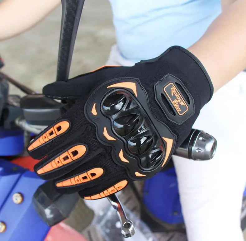 Сенсорный экран moto rcycle перчатки защита оболочки Электрический велосипед гоночные перчатки guantes moto rbike защитные аксессуары - Цвет: Orange