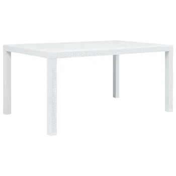 

vidaXL Garden Table White 150x90x72 cm Plastic Rattan Look