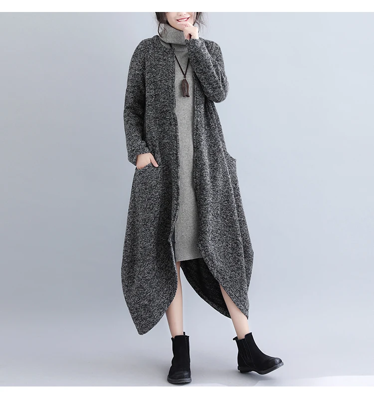 Autumn Winter Women Dress Plus Size Elegant Outwear Coat Long Maxi Dresses For Women Irregular Warm Coat Dress Vestidos 2019    8