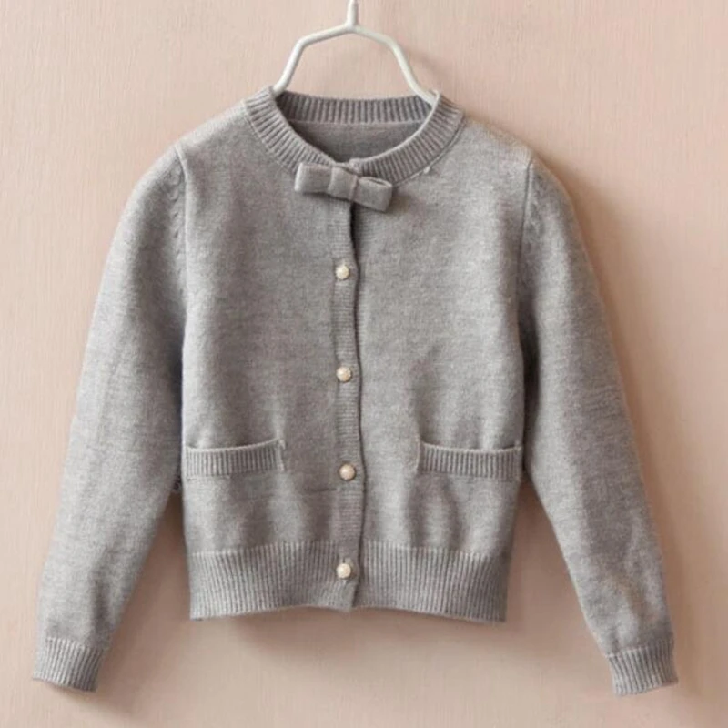 gray kids jackets Весенне-осенний свитер для девочек; Детский кардиган с длинными рукавами; вязаная одежда для школьниц; детские пальто и куртки для малышей и подростков - Цвет: gray kids jackets