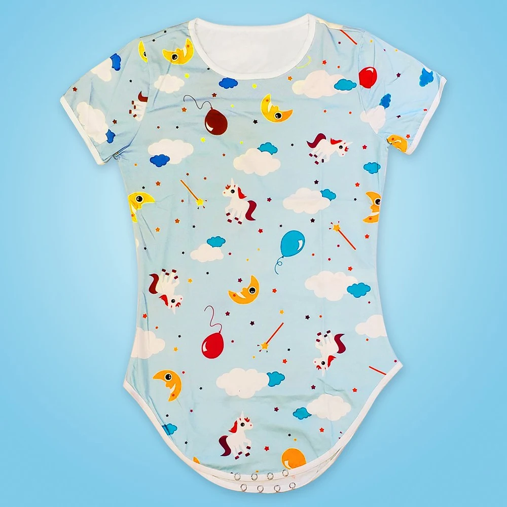 DDLG Adult Bodysuit Pajamas Snap Crotch Romper Onesie for Adult Baby Diaper lover Boys Girls adult pajamas