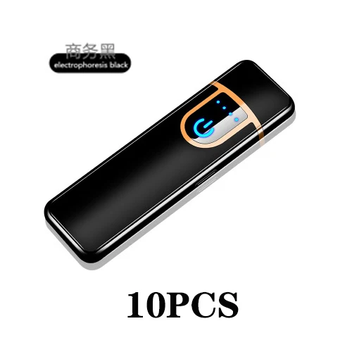 10PCS Black4 10 шт./лот, черные атласные электронные зажигалки, популярные, ветрозащитные, сенсорный экран, сенсор для мужчин и женщин, аксессуары для автомобильных сигарет - Цвет: 10PCS Black4