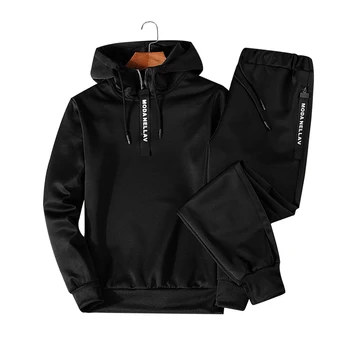 

Spring Autumn Men Sports Suit Warm Casual Men's Sets Solid Tracksuit Pullover 2 Piece Set Hoodie+Pants Plus Size BB50T