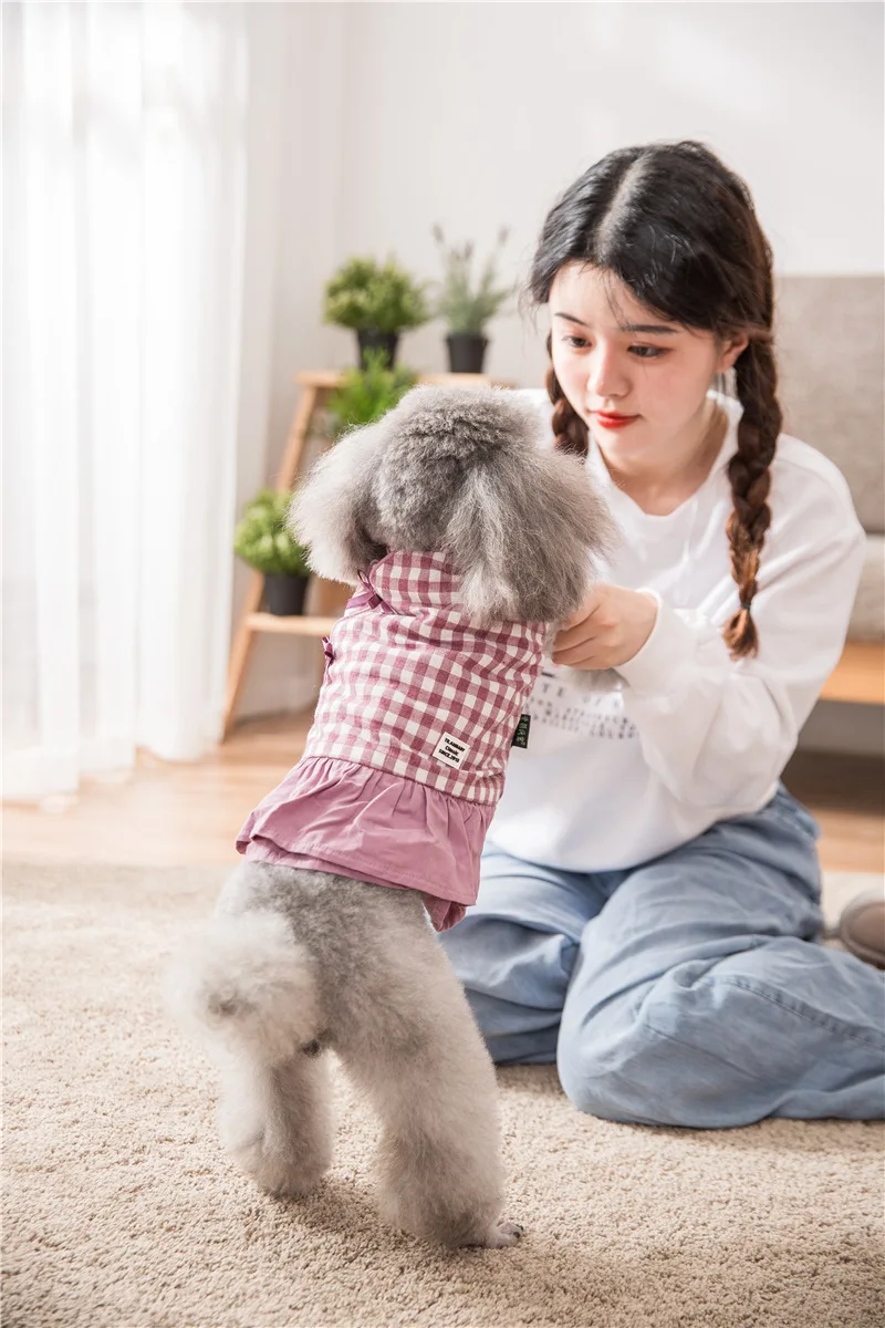 Hipidog Новое поступление классическое хлопковое клетчатое платье для собак Зимняя юбка для собак маленький щенок зимняя одежда