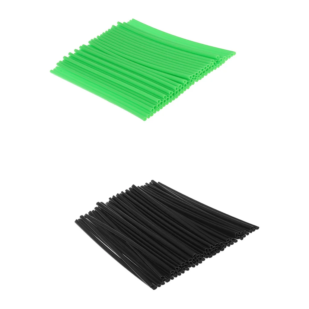 72Pcs Black + 72Pcs Green Wheel Rim Spoke Skins Covers Wrap Protector Kit for Motocross Dirt Bike