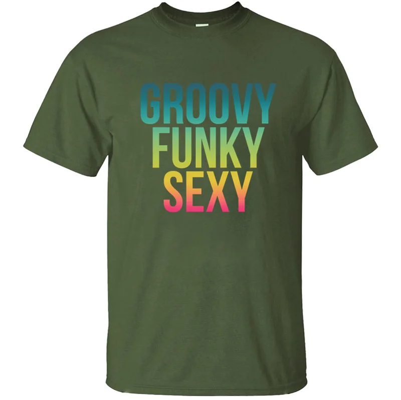 Сексуальная мужская футболка с принтом Groovy Funky, Мужская футболка, хлопковая одежда для фитнеса с коротким рукавом, большие размеры, хип-хоп