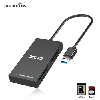 

Rocketek USB 3.0/2.0 Dual XQD SD Memory card reader Read 4 cards simultaneously Sony M/G Series for Windows/Mac OS computer