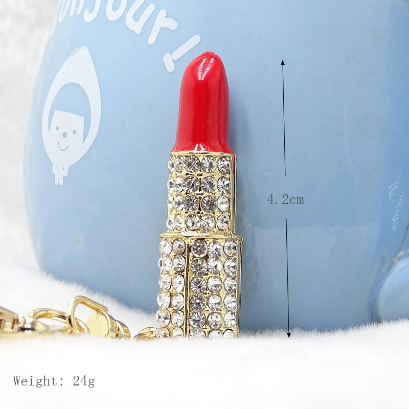 

Fashion hot red lipstick keychain jewelry ladies bag pendant car store gift supermarket gift car keychain commemorative gift
