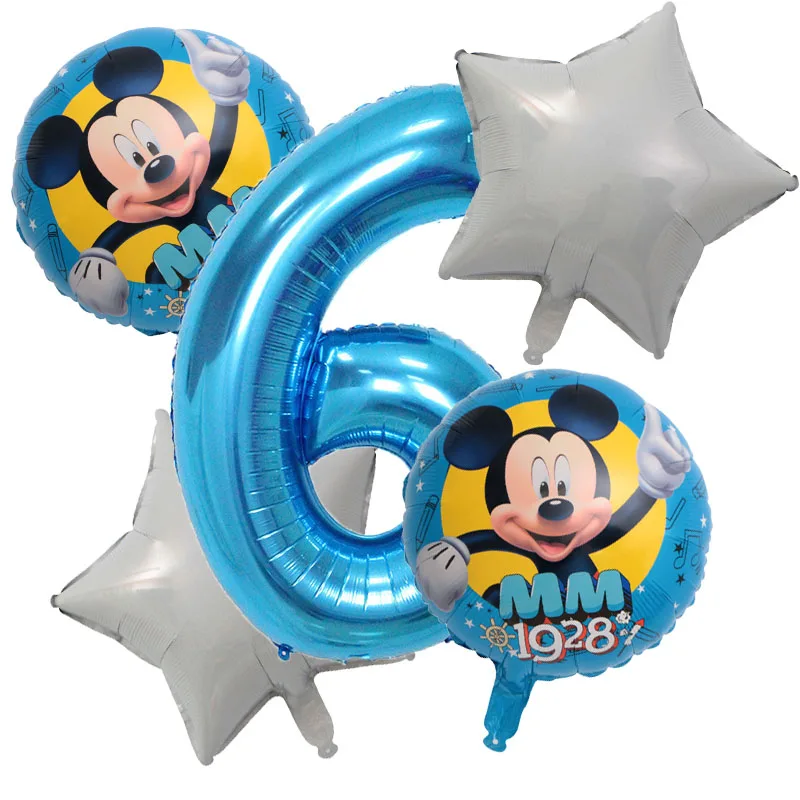 Balloon 6 Вечеринка на день рождения для детей, для мальчиков, тема Микки Маус, вечерние одноразовые тарелки, салфетки для торта, набор шаров из фольги, декор ко дню рождения - Цвет: Balloon 6