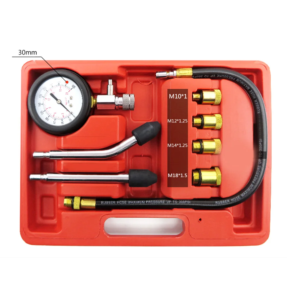 Automotive Motorcycles Petrol Engine Compression Tester Pressure Gauge Tester Kit Car Repair Tools