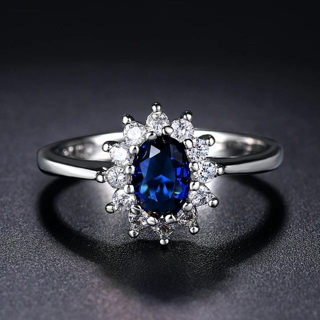Vintage 14k Green-blue Sapphire & Diamond Princess Diana Ring — Esteemable  Objects