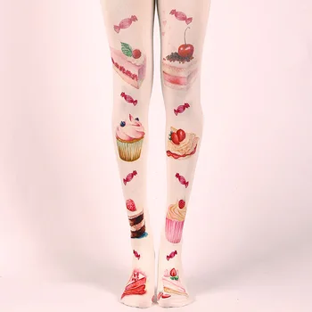

Japanese express cartoon cake printing pantyhose Sweet move socks Lolita stockings female in the spring and autumn