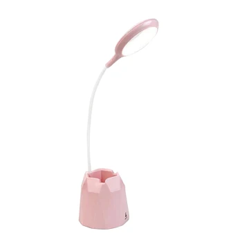 

With Pen Holder Rechargeable LED Touch Dimmable Table Lamp Eye Protection Office 3 Modes Flexible Hose Study Dormitory USB Port
