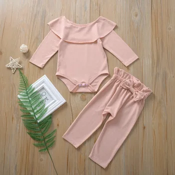 

New fashion Baby Girl 0-24M Spring Autumn Long Sleeve romper + Pants 2PC Outfits set