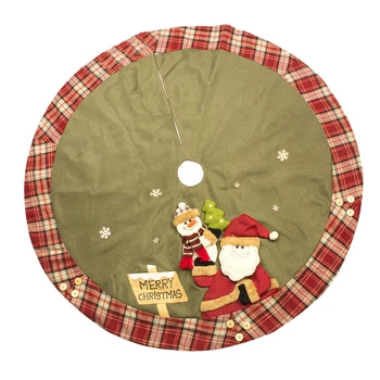 

120cm New Style Christmas Tree Skirt Santa and Snowman Tree Skirt for Christmas Decor - Green Bottom Christmas Tree Skirt