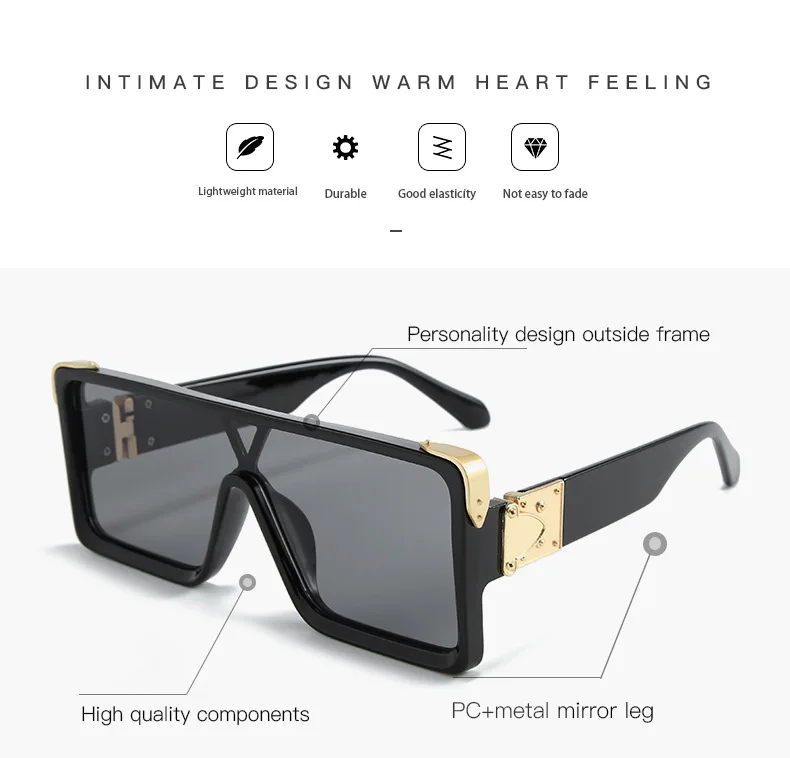 46212 авангардные квадратные сиамские солнцезащитные очки мужские и женские ретро солнцезащитные очки в европейском и американском стиле уличные солнцезащитные очки UV400