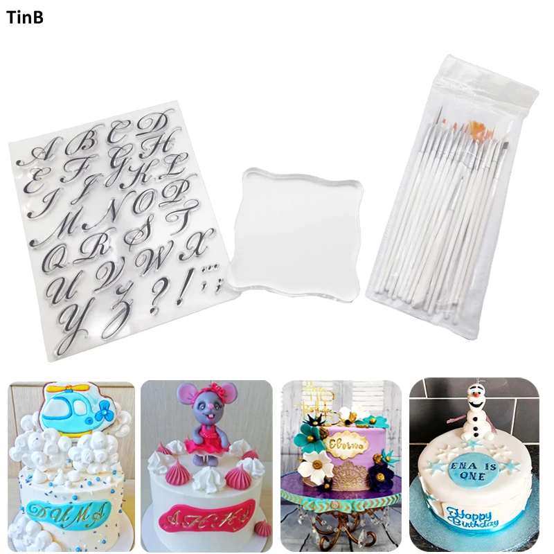 3pcs/set Cake Tool Letter Alphabet Cookie Cutter Embosser Stamp Sticky Decorating Russia Letter
