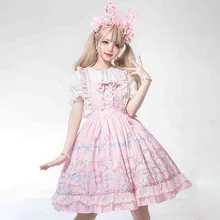 

Anbenser Daily Sweet Lolita Bowknot Princess Jsk Strap Dress loli cos Kawaii Girl Summer Tea party Dress Victorian Gothic Dress