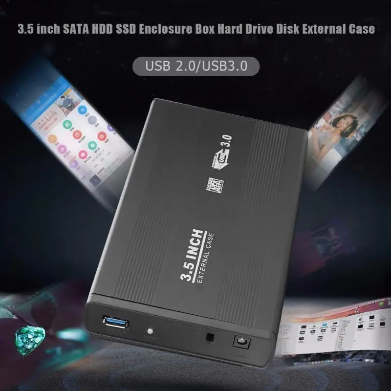 VKTECH 3,5 дюймов жесткого диска SATA HDD SSD корпус для внешнего жесткого USB3.0/USB2.0 5 Гбит/с Последовательный интерфейс SATA HDD/SSD Алюминий сплав жесткого диска чехол