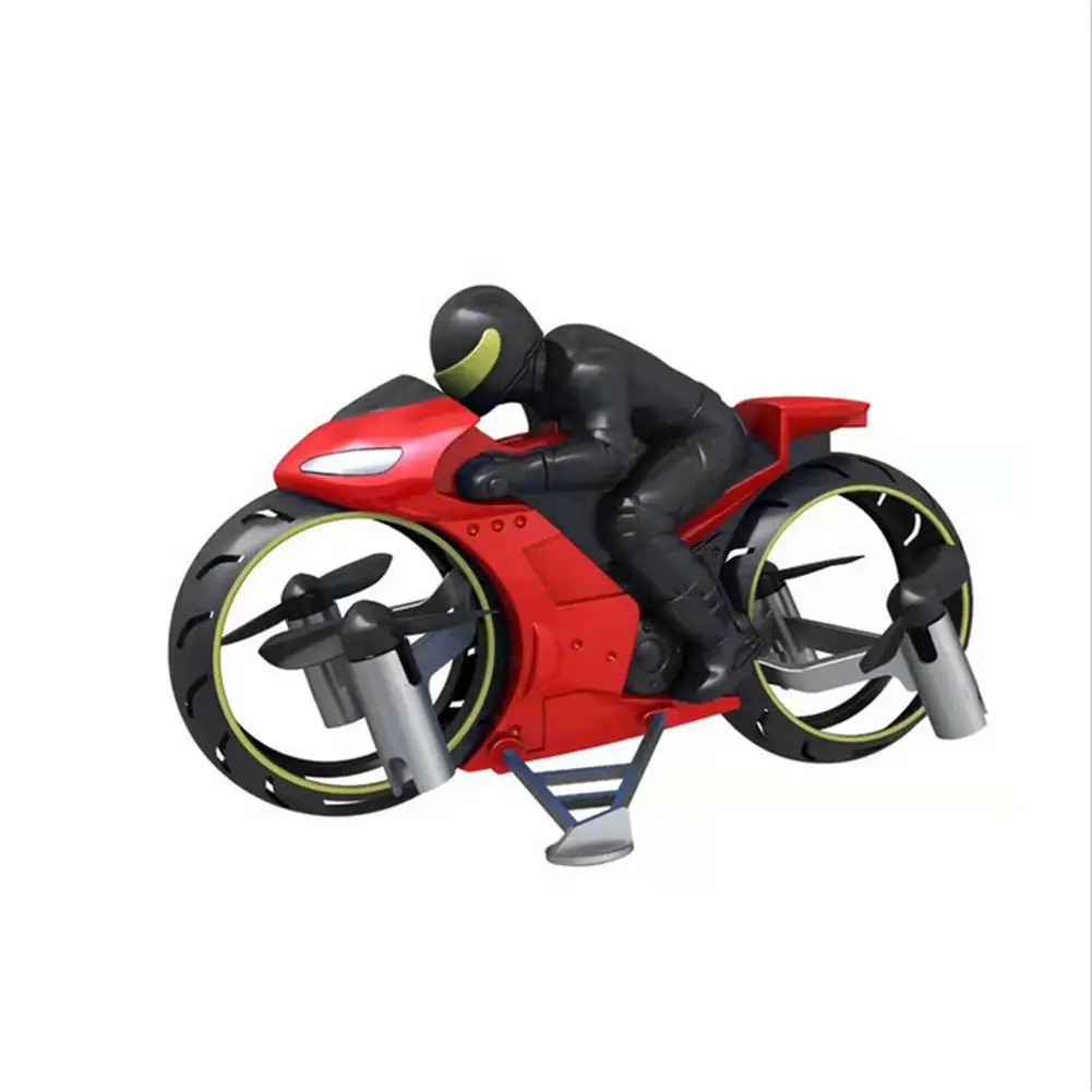 2 в 1 пульт дистанционного управления мотоцикл Земля и воздух двойной режим RC Мотоцикл Квадрокоптер трюк флип мотоцикл игрушка с светодиодный светильник - Цвет: Red