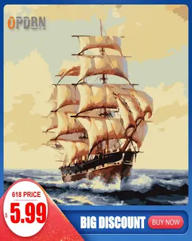 

OPDBN Wall Art Canvas Painting by Number Posters Handpainted Oil Painting Picture for Living Room Home Decor No Frame