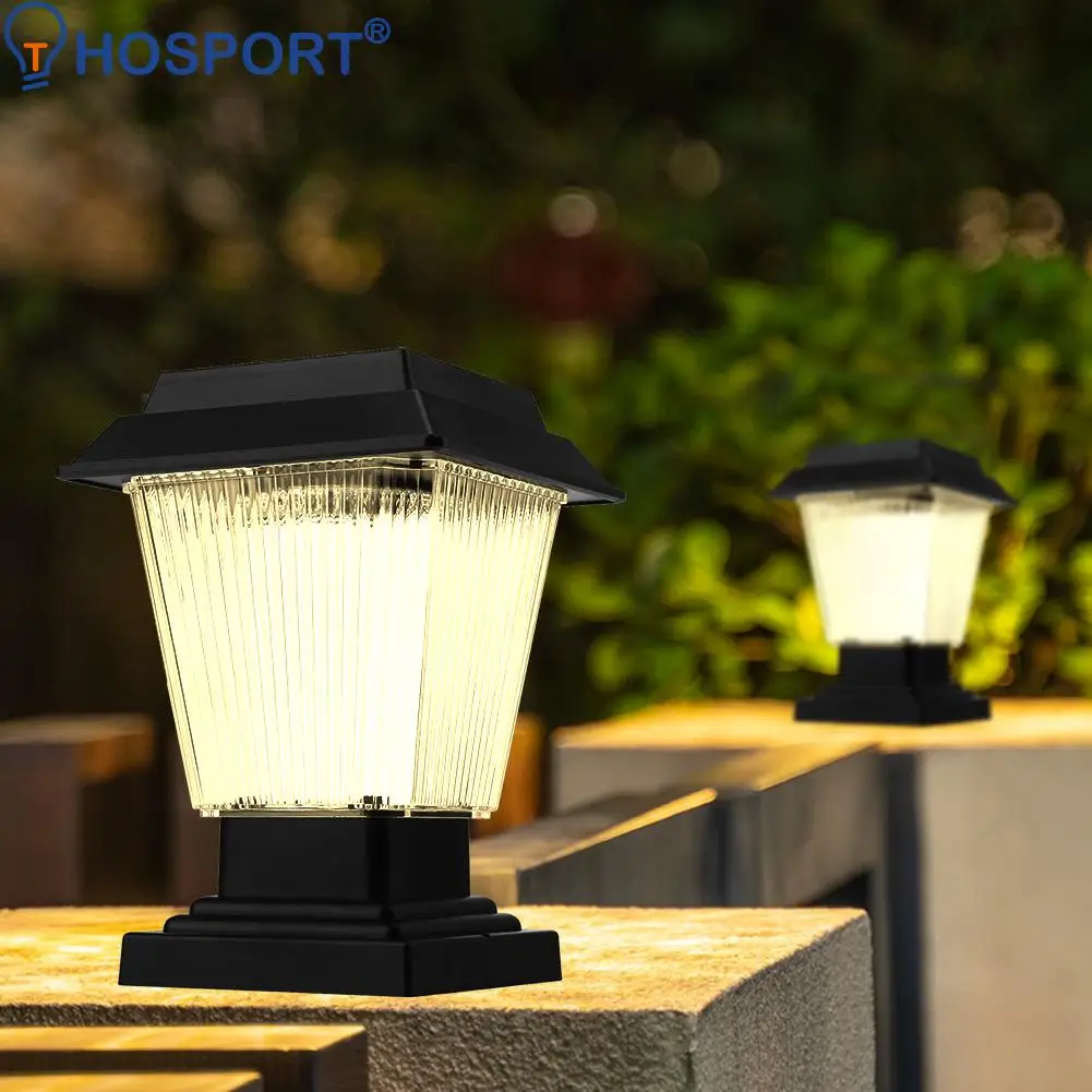 Outdoor LED Solar Power Pillar Light Lamp Waterproof Villa Courtyard Wall Fence 