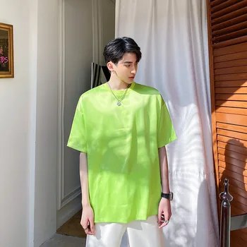 

Male Women Couple Streetwear Hip Hop Loose Solid Tees Shirts Men 3 Colors Satin-style Gloss Short Sleeve T-shirt