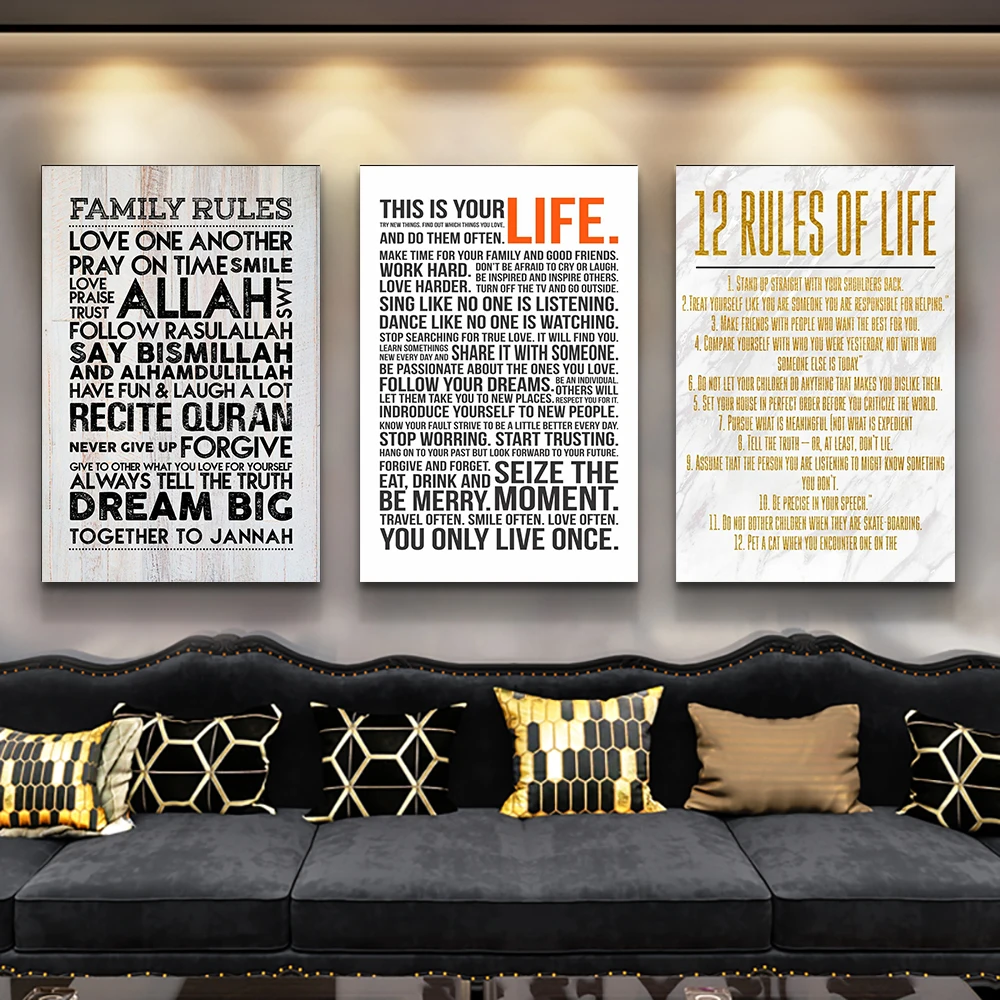 

Motivational Quotes The Rules Of Life Poster Picture Dedroom Canvas Painting Home Manga Decoration Cuadros