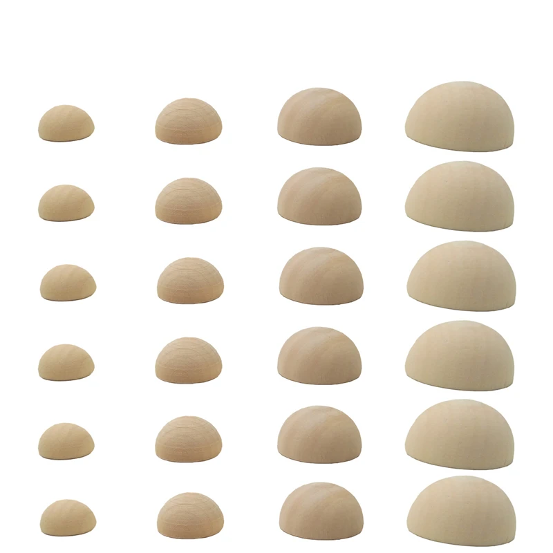 

Unfinished Half Wooden Round Beads Teether No Hole Hemispherical Natural Wood Ball Sticker/Patch Cabochon Charm Jewelry Findings