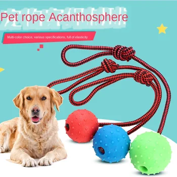 

Pet Rubber Toy Ball Dog Bite-resistant Rope Piercing Ball Molar Educational Interactive Toy