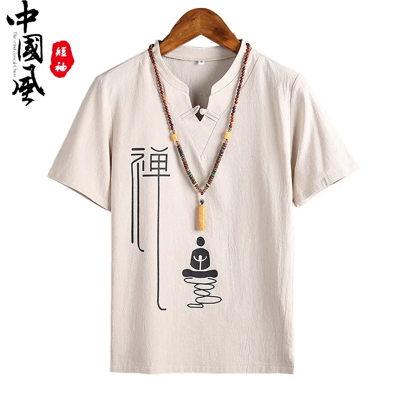 Мужская Свободная блуза кунг-фу Традиционный китайский костюм Танга Cheongsam винтажный Wushu восточные футболки льняная футболка Топы костюмы кимоно