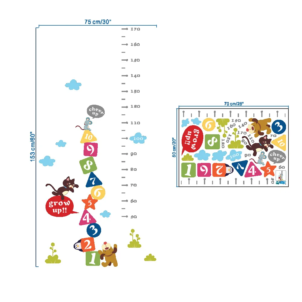 187 стиль детская комната украшения для спальни наклейки на стену с мотивами из мультфильмов высота стержень детский сад украшение наклейки на стену