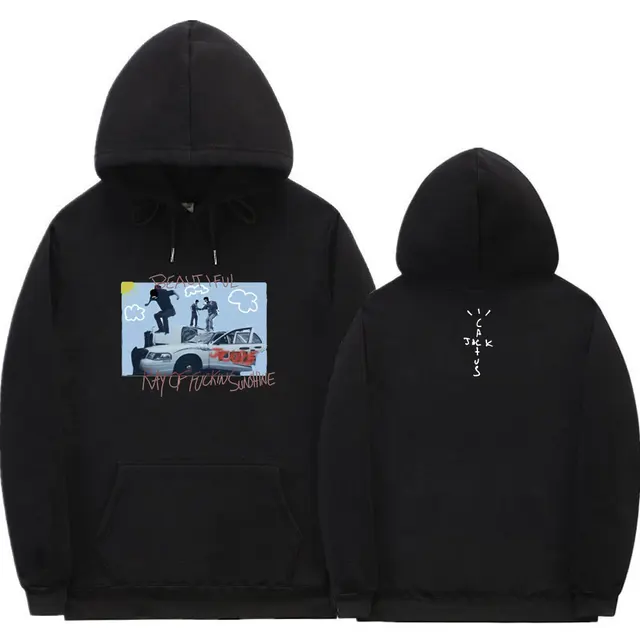 Cactus Jack Hoodie Men Women Double-sided Logo Print LOOK MOM I CAN FLY Travis Scott Hoodies Unisex Fashion Hip Hop Streetwear Z0897-black