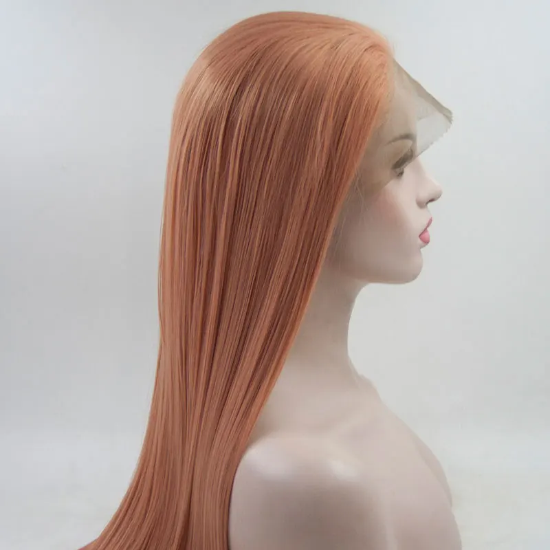 BM прямой синтетический 13*4 парик фронта шнурка Glueless розовый жаропрочных волокон волос натуральный волос Расставание для женщин парики