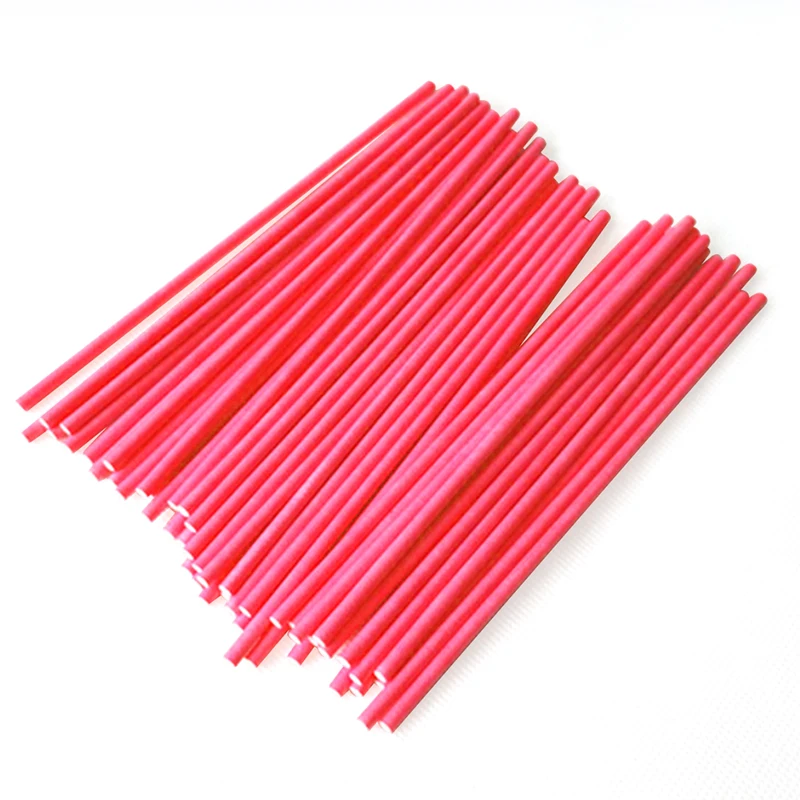 Red Behogar 100 шт./компл. 15 см Бумага палочка для леденца Еда-Класс сплошной торт поп-Stick для шоколадная сахарная Карамельный цвет леденца инструмент для наклеивания - Цвет: Red