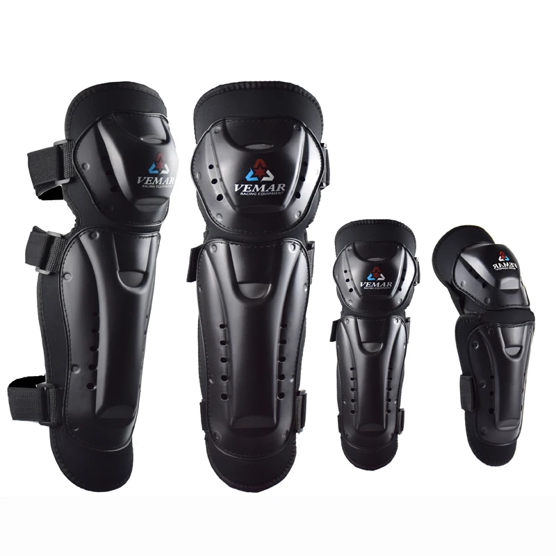 

4pcs Motorcycle Knee Pads Kneepad Legs Protect Guard MTB Motocross Kneepads Tactical Firmly Fixed Adjustable Elbow Pad Arm Black
