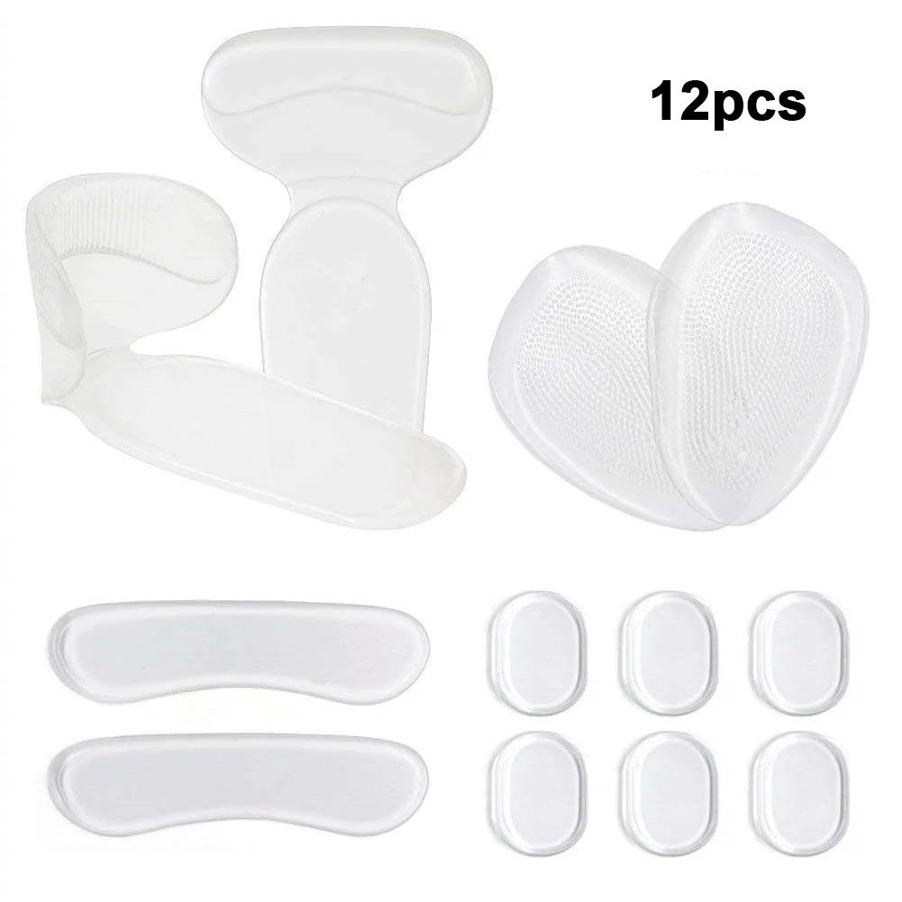 12 шт., противоскользящие прозрачные мини-вкладыши для защиты ног, для мужчин и женщин, инструмент для истирания, для взрослых, удобные в использовании, накладки на пятки, набор, защита от БЛИСТЕРОВ