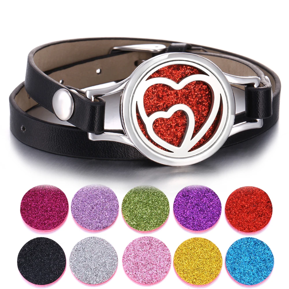 Ароматерапия ювелирный браслет 316L эфирное масло диффузор браслет Снежинка Дерево жизни Арома диффузор кожаный браслет - Окраска металла: 15