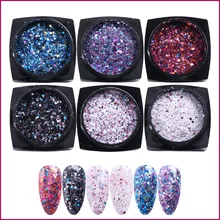 6 шт./набор Блестки для ногтей блестки Порошковые хлопья голографическая Русалка 3D украшения для ногтей пигментные TR1539-03