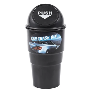 

Black Plastic Cover Home Car Ashtray Trash Bin Can Garbage Container